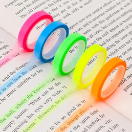 5 Rolls Highlighter Tapes 0.24inch X 16.4ft Writable Removable Highlighters Transparent Marking Sticker Colored Tabs for Students Teachers Reading Taking Notes at Class Home Office