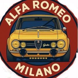 Retro Style Alfa Romeo Giulia Milano  Round  Garage Sign