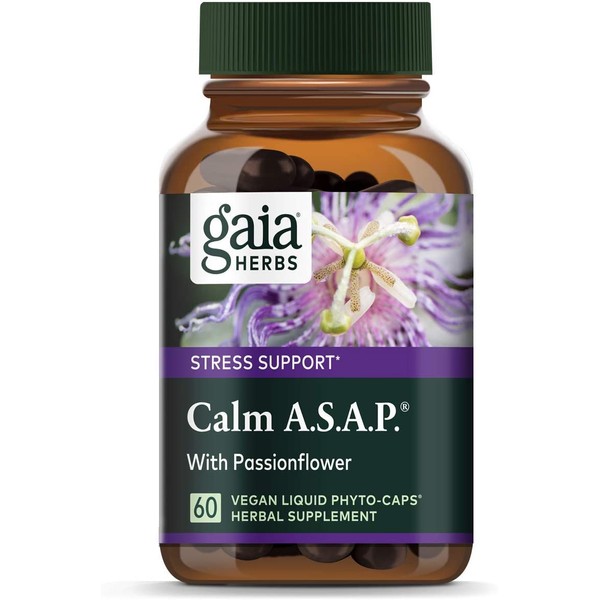 Gaia Herbs Calm A.s.A.P, Vegan Liquid Capsules, 60Count – Natural Calming Supplement to Help Reduce Occasional Anxiousness & Tension, Non Drowsy, Non Habit Forming with Lavender, Holy Basil