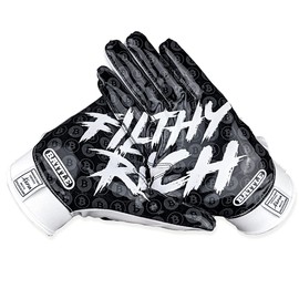 Battle Sports Filthy Rich Wide Receiver Football Gloves - Adult and Youth Football Gloves - Ultra Stick Gloves - Adult 2X-Large, Black