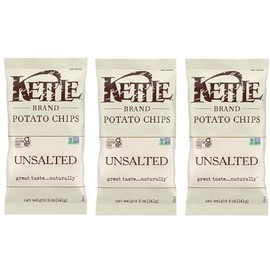 Kettle Chips Unsalted 5 Ounce (Pack of 3)