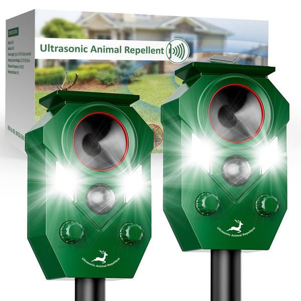 Solar-Powered Ultrasonic Animal Repellent with Motion Sensor, Waterproof Deer Repellent