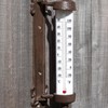 Cast Iron Fleur-de-Lis Wall Thermometer Antique Brown Window Frame Garden