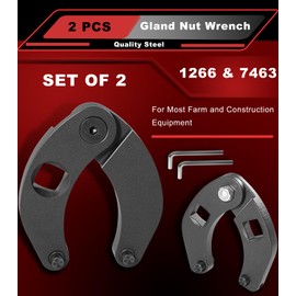 Camoo 2 pcs Adjustable Gland Nut Wrench Set 1266 & 7463 Universal Hydraulic Cylinder Spanner Wrench Adjustable, Remove & Install Gland Nuts For Most Farm and Construction Equipment