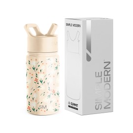 Simple Modern Kids Summit Water Bottle with Straw Lid | 14oz Stainless Steel Cup Insulated Tumbler for Toddlers, School | Chloe Floral