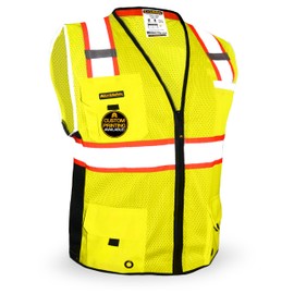 KwikSafety - Charlotte, NC - BIG KAHUNA Safety Vest [11 Pockets] Class 2 ANSI OSHA Reflective Vest Durable High Visibility Vest Construction Safety Vest for Men Industrial Work Gear/Yellow XL