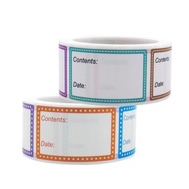 Azlanway Multicolor Food Labels Stickers, 2 Rolls 1000 Pcs 1 x 1.6 Inch Freezer Lables Easy Peel Off Date Labels Catering Kitchen Removable Food Sticker for Jars Freezer Containers (Dot, Dotted line)