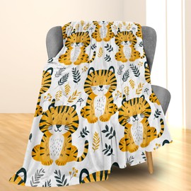 Ti Caldi Cute Tiger Blanket, Soft Fuzzy Lightweight Cartoon Animal Flannel Throw Blanket Perfect for Couch, Bed, Travel & Outdoor Use, Warm Fluffy Cozy Decor Blankets for Adults Kids 60×50 in