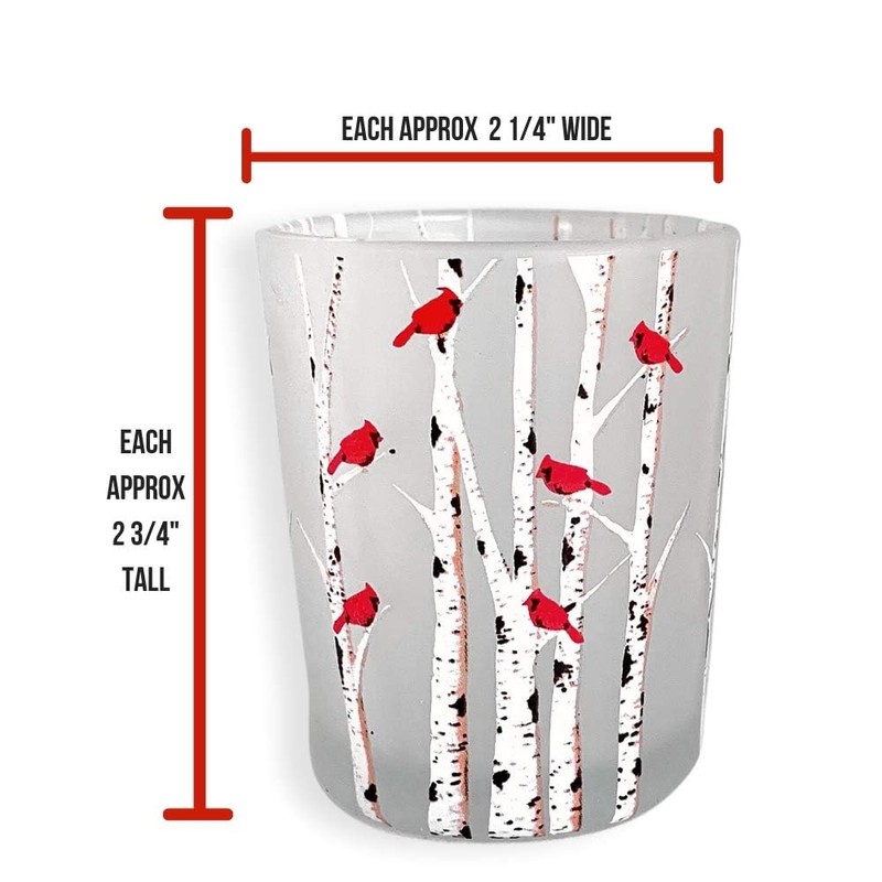 Cardinals Christmas Lighted Candle Holders - Cardinals on Birch Branches