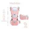 Cangurera Portabebé Raganet Mochila Multifuncional Con Asiento Bebé Color Rosa
