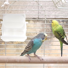 2 Pcs Small Bird Slot Feeder No Mess Cage Hanging Feeder Cup Plastic Food & Water Dispenser Bowl with 8 Pcs Small Size Hanging Feeder