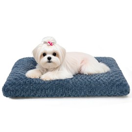 Washable Dog Bed Plush Dog Crate Beds Comfy Kennel Pad Anti-Slip Pet Sleeping Mat for Large, Jumbo, Medium, Small Dogs Breeds,23" x 19"