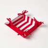 HOMESCAPES Reversible Bread Basket Double Design Fabric Red Striped Pattern