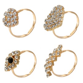 Toe Rings for Women - 4PCS Gold Toe Rings, Rings Open Adjustable Band Rings Jewelry Set, Heart Water Drop Eyes Open Ankle Ring