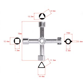AIYIBEN 4 Way Multifunction Key, Universal Control Cabinet Key Torque Wrench Cross Wrench, Used for Electric Gas Meter Box, Cabinet, Cabinet, Train Door Opening Key