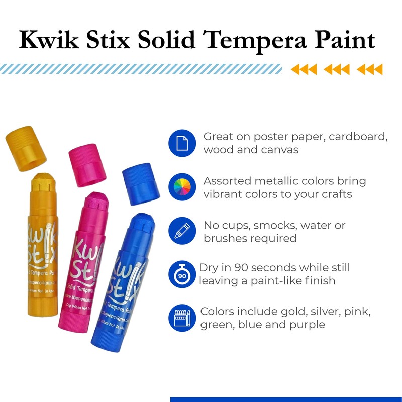 The Pencil Grip Kwik Stix Metalix Paint Pens, Metallic Tempera