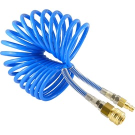 Fitting Parts Polyurethane Spiral Hose Rotatable 360° with Compressed Air Coupling and Srecker NW 7.2 Pneumatic Compressed Air Hose (Outer x Inner: 6 x 4 mm/Length: 3 Metres)