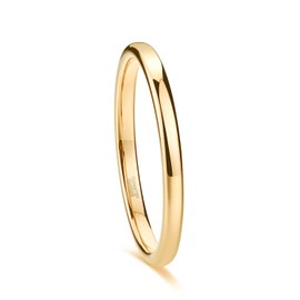 TRUMIUM 2mm Gold Tungsten Rings for Women Plain Thin High Polish Engagement Wedding Band Size 8