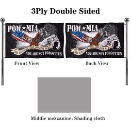 Jayus Eagle Pow Mia Flag Double Sided 3x5 Outdoor-Vivid Colors polyester 220D 3Ply Pow Flags Banner- You Are Not Forgotten Prisoner of War Mia Flag with 2 Grommets