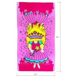 YIFONTIN Kids Hooded Towel Velour Terry Poncho Swim Cover Up Blanket Throw 100% Cotton 24x48 inches for Beach Bath Swim Travel, Pink Princess.