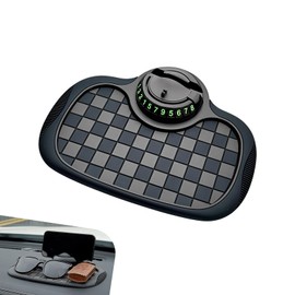 lekiliky Multifunction Car Anti-Slip Mat, Car Dashboard Storage Pad with 360 Degrees Rotating Adjustable Phone Holder & Parking Number Plate, Universal for Phone Key ID Card Sunglass (Black)