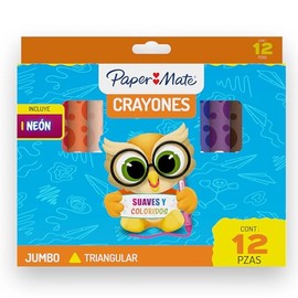 Crayones Jumbo Triangulares Paper Mate 12 colores surtidos