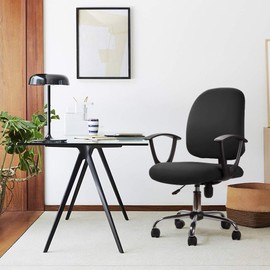 Cover for Office Chair Office Chair Cover Washable Elastic Seat Cover Computer Office Chair Cover Universal Chair Covers Swivel Chair Covers Set for Office Chair Armrests Chair (no chair) (Black, 1)