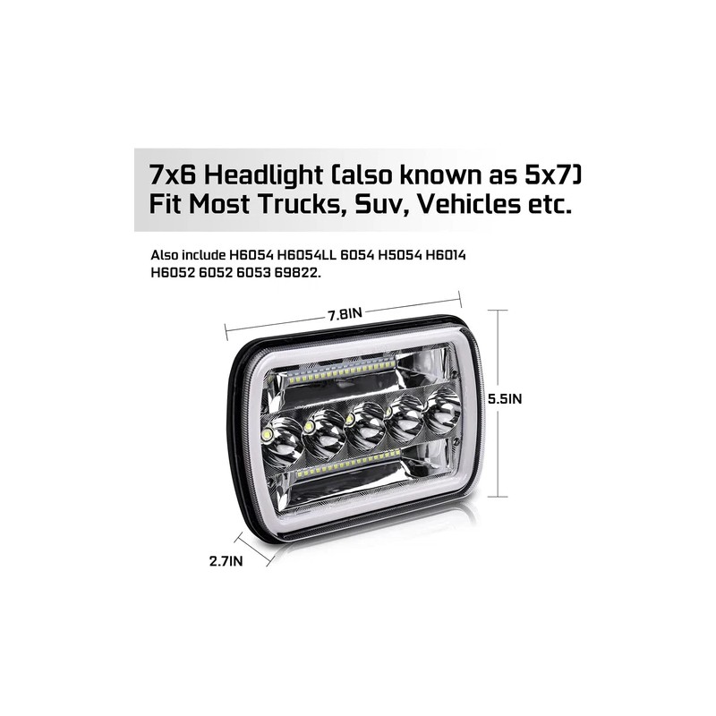 Unbranded Pair 5x7'' 7x6 LED Headlight DRL For International 9900i