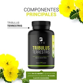 Tribulus de 240 Cápsulas Estandarizado al 45% de 1000 mg. Ingredientes naturales. Tribulus Terrestris B Life.