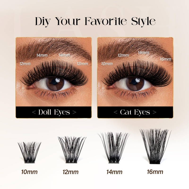 BEFER Lash Clusters, 192 Pcs D Curl Eyelash Clusters 3D