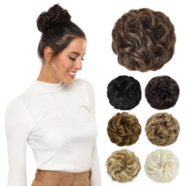 Yamel Messy Bun Hair Pieces for Women Hair Bun Extension Coffee Brown Updo Curly Messy Bun Scrunchie