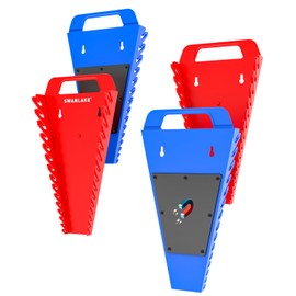 SWANLAKE Magnetic Wrench Organizer Toolbox Holder, 4-Pack SAE (1/4'' to 1-1/16''), Metric (6mm to 27mm) Wrench Organizers, Total Hold 60 Slots Ratchet Holders for Tool Box