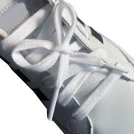 Curtual Flat Shoelaces Wide Cotton Hollow Thick Shoe laces Athletic Shoe Laces Pants Lace Strings 2 Pair,White,63 inches (160 cm)