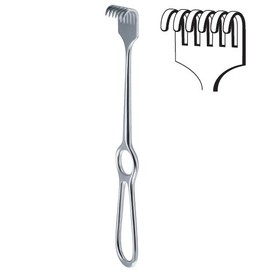 Volkmann Retractor, Blunt, 6 Prong, 10mmx28mm, 22cm/8.75"