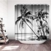 VividHome Beach Shower Curtain for Bathroom Tropical Palm Tree Landscape