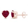 Simulated Crystal Ruby Heart Shape Stud Earrings In 14K Rose