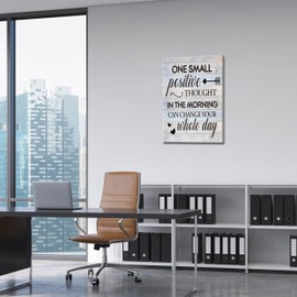 Farmhouse Inspirational Wall Decor for Home Decoration – One Small Positive Thought in the Morning Quote Picture Canvas Prints, Motivational Wall Art for Living Room Bedroom 12x16 inch Framed