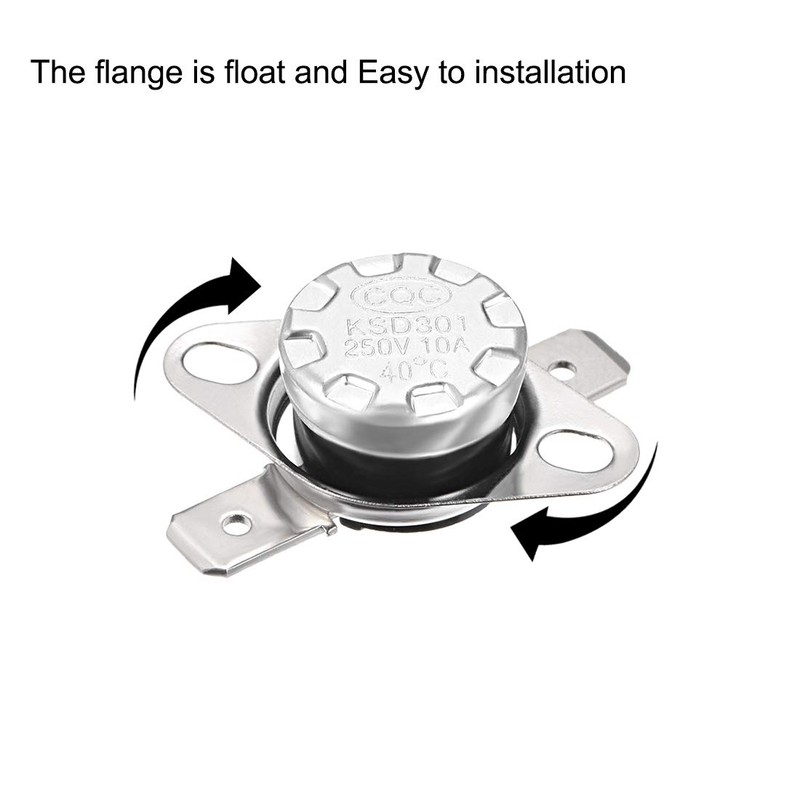 sourcing map KSD301 Thermostat 40°C/104°F 10A Normally Open N.O Adjust