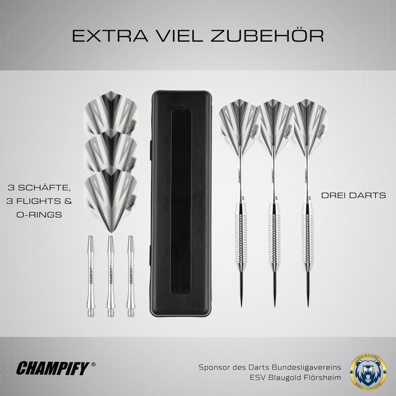 Champify Brass Darts Set "Blizzard" with 18 g Barrel and