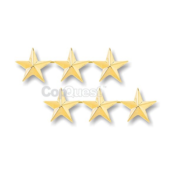 Rank Insignia - Stars - 3 Star - Gold - Pair - 1/2 inch