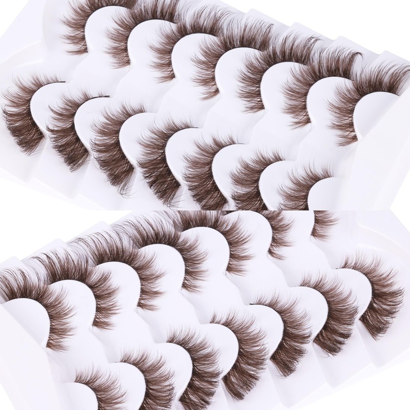Brown Eyelashes Fairy Lashes Cat Eye Wispy False Eyelashes Strip