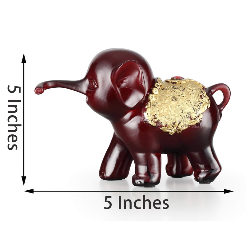 usamjtable Set of 3 Wine Red Elephant Trunk Statue Wealth