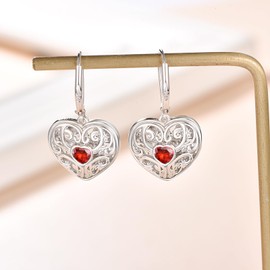 Heart Earrings Filigree Leverback Earrings Dangle Heart Earrings Hook Earrings for Women Fashion 925 Sterling Silver Hypoallergenic Jewellery, Sterling Silver