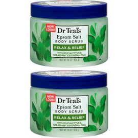 Dr Teal's Exfoliate & Renew Eucalyptus & Spearmint Epsom Sal Body Scrub 16 oz (Paquete de 2)