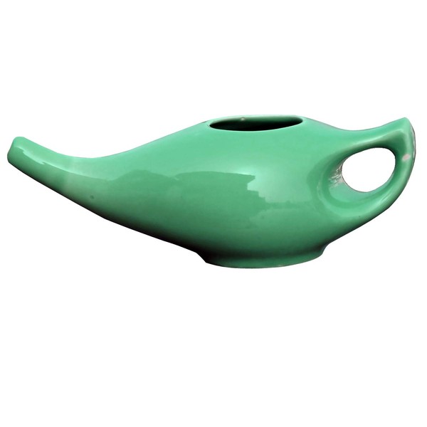 HealthGoodsIn - Porcelain Ceramic Neti Pot for Nasal Cleansing Turquoise | Neti Pot with 5 Sachets of Neti Salt + Instructions Leaflet | Natural Treatment for Sinus, Infection and Congestion