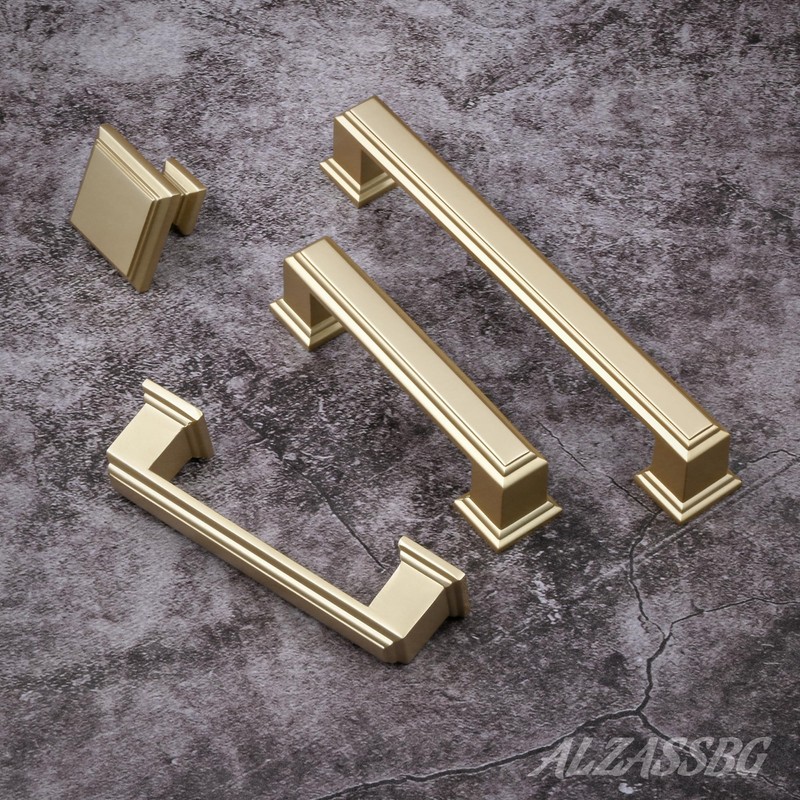 Alzassbg 10 Pack Matt Gold Cabinet Pulls, 5 Inch(128mm) Hole