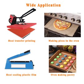 3 Pack PTFE Teflon Sheet 12 x 16" and 3 Rolls 10mm X 33m Heat Resistant Sublimation Thermal Tape for Heat Press Transfer,Non Stick Paper Reusable Craft Mat,Protects Iron,for Machines