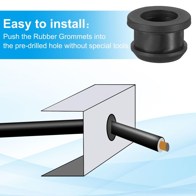 PATIKIL 13.5mm / 1/2インチのドリル穴 7/16インチの内径ゴムグロメット 配線アイレットリングガスケット自動車用ファイアウォールケーブルホールプラグワイヤ保護用トップハットグロメット 黒