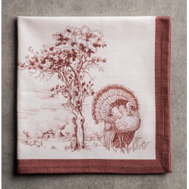 Maison d' Hermine Holy Jouy Set of 4 Towels, Soft and Comfortable 100% Cotton, Ideal for Family Dinner, Wedding, Cocktail, Kitchen, Thanksgiving/Christmas (Brown, 45cm x 45cm)