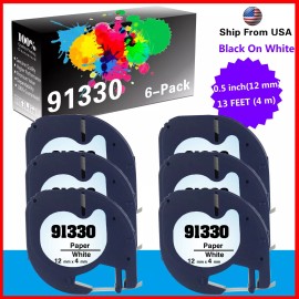 Unbranded/Generic 6 PK 91330 Label Tape use for DYMO LetraTag LT-100H LT-100T LT-110T QX 50